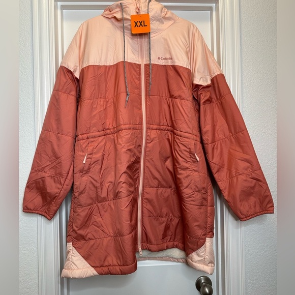New Columbia Women's Flash Challenger Sherpa Lined Long Jacket size XXL IN PEACH - Picture 2 of 11